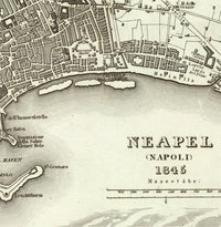 Old Map of Napoli Naples Italy 1845 Vintage Map | Vintage Map Wall Art Print