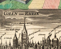Old Map of Koln Cologne Germany 1740 Vintage Map | Vintage Map Wall Art Print