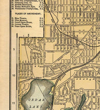 Old map of Minneapolis 1901 Vintage Map | Vintage Map Wall Art Print