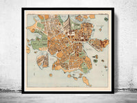 Old map of Helsinki 1928 Vintage Map | Vintage Map Wall Art Print