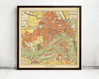 Old Map of Rotterdam The Netherlands 1911 Vintage Map | Vintage Map Wall Art Print