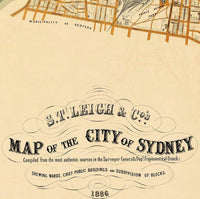 Old Map of Sydney Australia 1886 Vintage Map | Vintage Map Wall Art Print