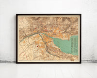 Old Map of Zurich Switzerland 1890 Vintage Map | Vintage Map Wall Art Print