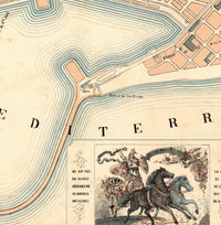 Old Map of Malaga Spain 1883 Vintage map | Vintage Map Wall Art Print