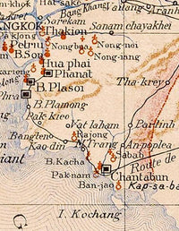 Old Map of Thailand Old Siam 1889 Vintage Map | Vintage Map Wall Art Print