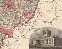 Old Map Ohio State 1864 Vintage Map Wall Map Print