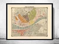 Old Map of Budapest Hungary 1882 Vintage Map | Vintage Map Wall Art Print