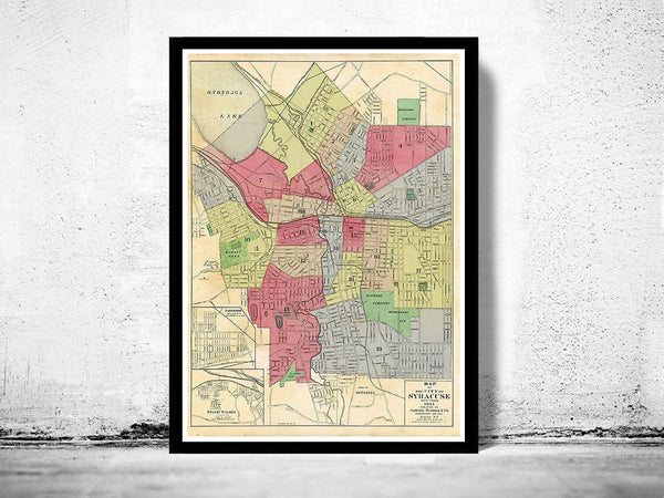 Old Map of Syracuse New York 1901 Vintage Map | Vintage Map Wall Art Print