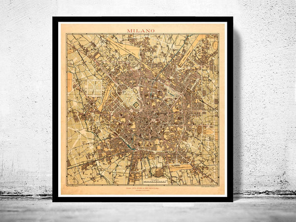 Old Map of Milan Milano 1910 Italy Vintage Map | Vintage Map Wall Art Print