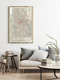 Old Map of Minneapolis 1945 Vintage Map | Vintage Map Wall Art Print