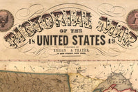 Old Map of United States of America 1849 USA Vintage Map  | Vintage Map Wall Art Print | USA Wall Art Map | Large Map Print