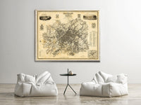 Old Map of Manchester City 1824 Vintage Map | Vintage Map Wall Art Print
