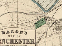 Old Map of Manchester UK 1880 Vintage Map | Vintage Map Wall Art Print