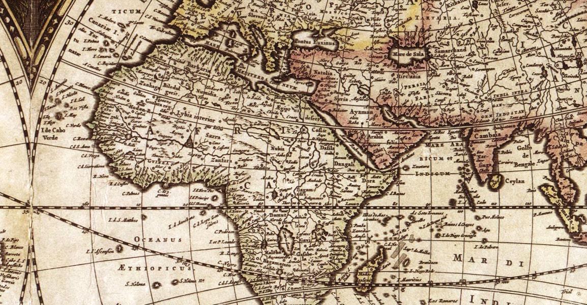 Antique World Map 1660 Reproduction Print | Vintage Old Wall Art ...