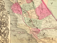 Old Map of United States 1867 Vintage Map of USA Wall Map | Vintage Map Wall Art Print