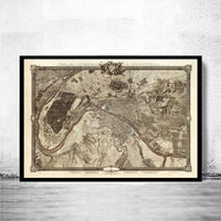 Old Map of Paris 1795 France  | Vintage Map Wall Art Print