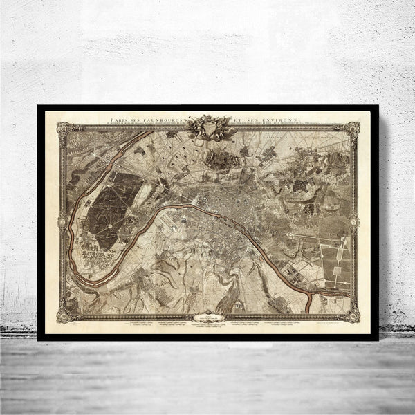 Old Map of Paris 1795 France  | Vintage Map Wall Art Print