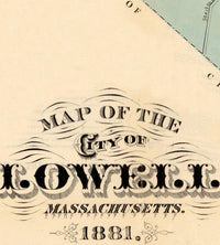 Old Map of Lowell Massachusetts 1881 Vintage Map | Vintage Map Wall Art Print