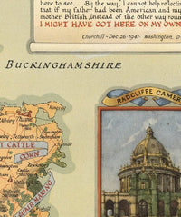 Old OxfordShire Map 1940 Oxford Vintage Map OxfordShire | Vintage Map Wall Art Print