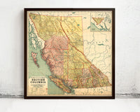 Old Map of British Columbia 1915 Canada Vintage Map | Vintage Map Wall Art Print