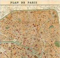Old Map of Paris 1889 France Vintage Paris Plan  | Vintage Map Wall Art Print
