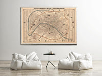 Old Map of Paris 1855 France Vintage Map | Vintage Map Wall Art Print