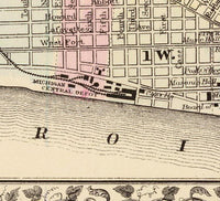 Old map of Detroit 1880 Vintage Map | Vintage Map Wall Art Print