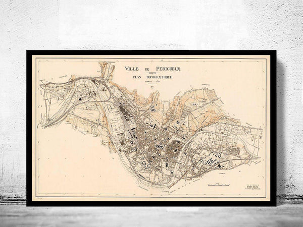 Old Map of Perigueux France Old Map  | Vintage Map Wall Art Print