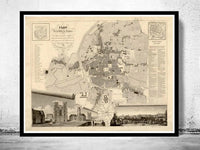 Old Map of Rennes France 1830 Vintage Map | Vintage Map Wall Art Print