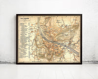 Old Map of Salzburg Austria 1909 Vintage Map | Vintage Map Wall Art Print