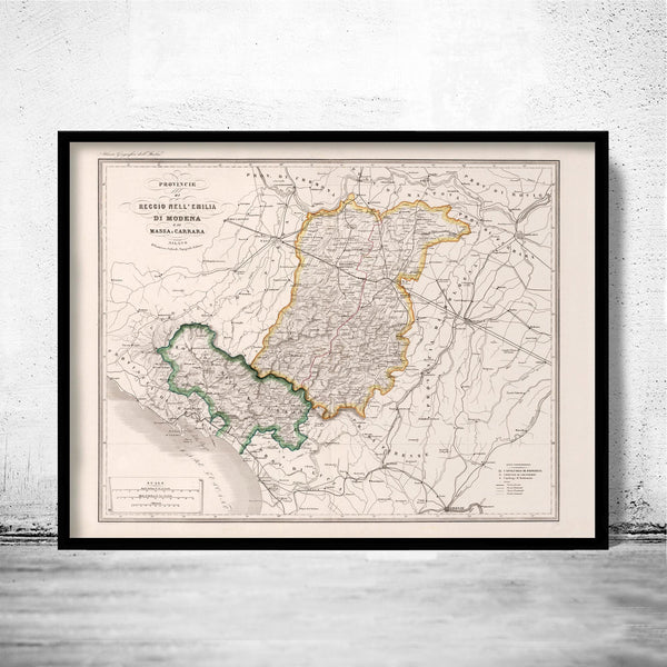 Old Map of Massa Carrara Region Italy Vintage Map | Vintage Map Wall Art Print