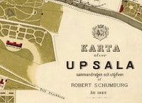 Old Map of Upsala Uppsala Sweden 1882 Vintage Map | Vintage Map Wall Art Print