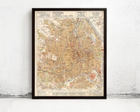 Old Map of Vienna Austria 1928 Vintage Map | Vintage Map Wall Art Print