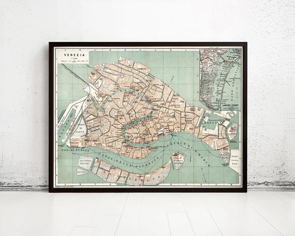 Old Map of Venice Italy 1886 Vintage Map | Vintage Map Wall Art Print