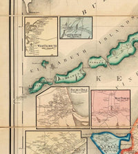 Vintage Cape Cod Map Massachusetts 1860 Old Map  | Vintage Map Wall Art Print