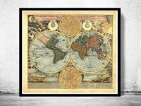 Old Map of The World  1716 Antique World Map | World Map Gift World Map Print | Vintage World Map | World Map Wall Art | Large Map Print