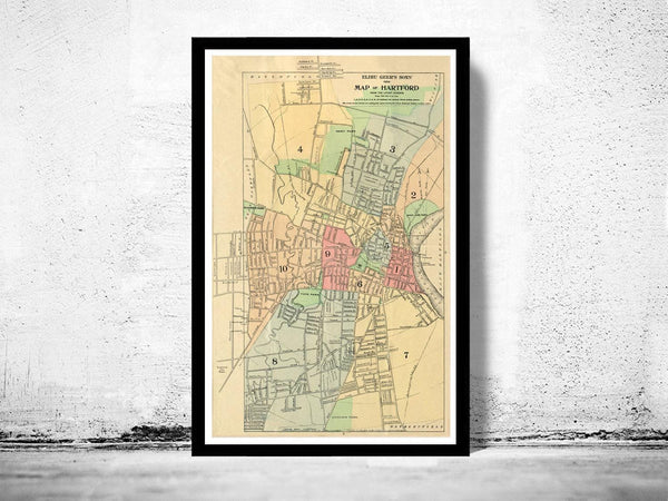Old Map of Hartford 1903 Connecticut Vintage Map | Vintage Map Wall Art Print