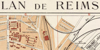 Old Map of Reims France 1926  | Vintage Map Wall Art Print