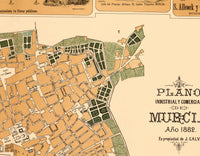 Old Map of Murcia Spain 1882 Vintage map | Vintage Map Wall Art Print