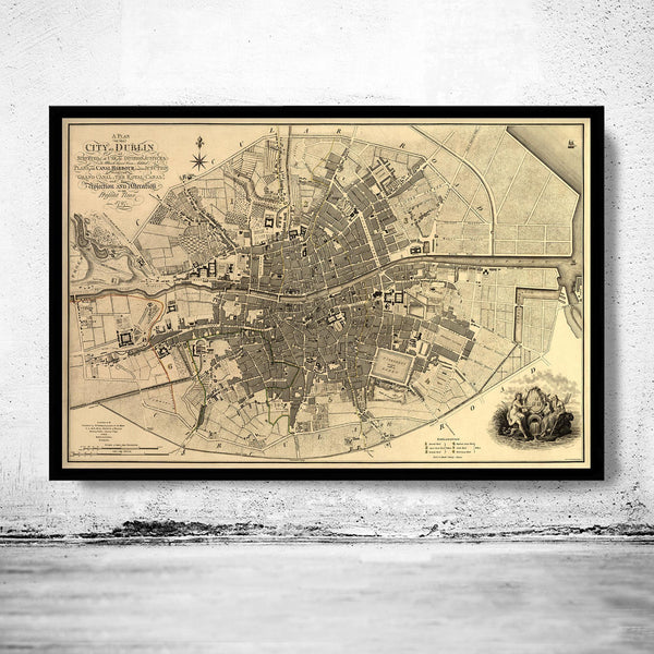Old Map of Dublin Ireland 1797 Vintage Map | Vintage Map Wall Art Print