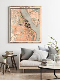 Old Map of Phnom Penh Cambodia 1920 Vintage Map | Vintage Map Wall Art Print