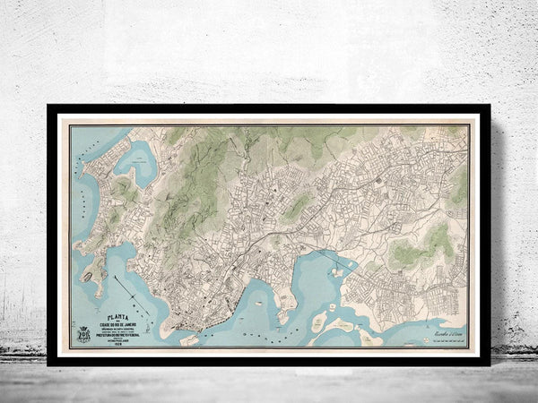 Old Map of Rio de Janeiro Brasil 1928 Vintage Map  | Vintage Map Wall Art Print