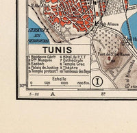 Old Map of Tunisie Tunisia 1939 Vintage Map  | Vintage Map Wall Art Print