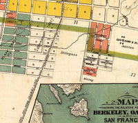 Old map Berkeley California 1880 Vintage Map | Vintage Map Wall Art Print