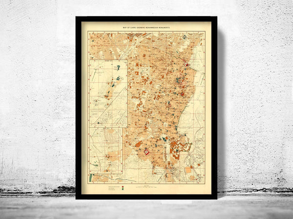Old Map of Cairo 1951 Egypt Vintage Map | Vintage Map Wall Art Print