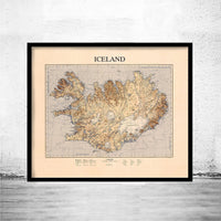Vintage Map of Iceland Islandia Vintage Map Iceland | Vintage Map Wall Art Print