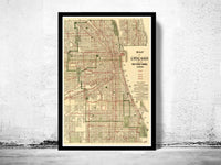 Old Map of Chicago 1906 Vintage Map Chicago | Vintage Map Wall Art Print