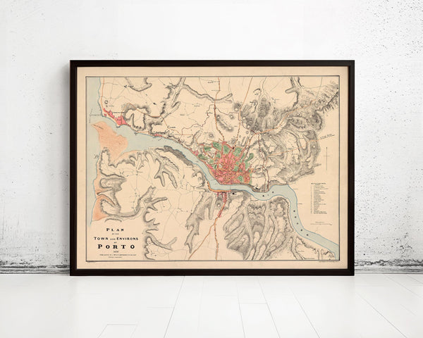 Old Map Oporto Porto Portugal 1832 Mapa do Porto | Vintage Map Wall Art Print