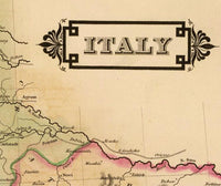 Old Map of Italy 1831 Vintage Map of Italy | Vintage Map Wall Art Print