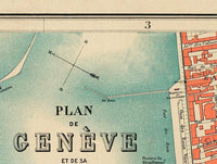 Old Map of Geneve Switzerland 1908 Vintage Map | Vintage Map Wall Art Print